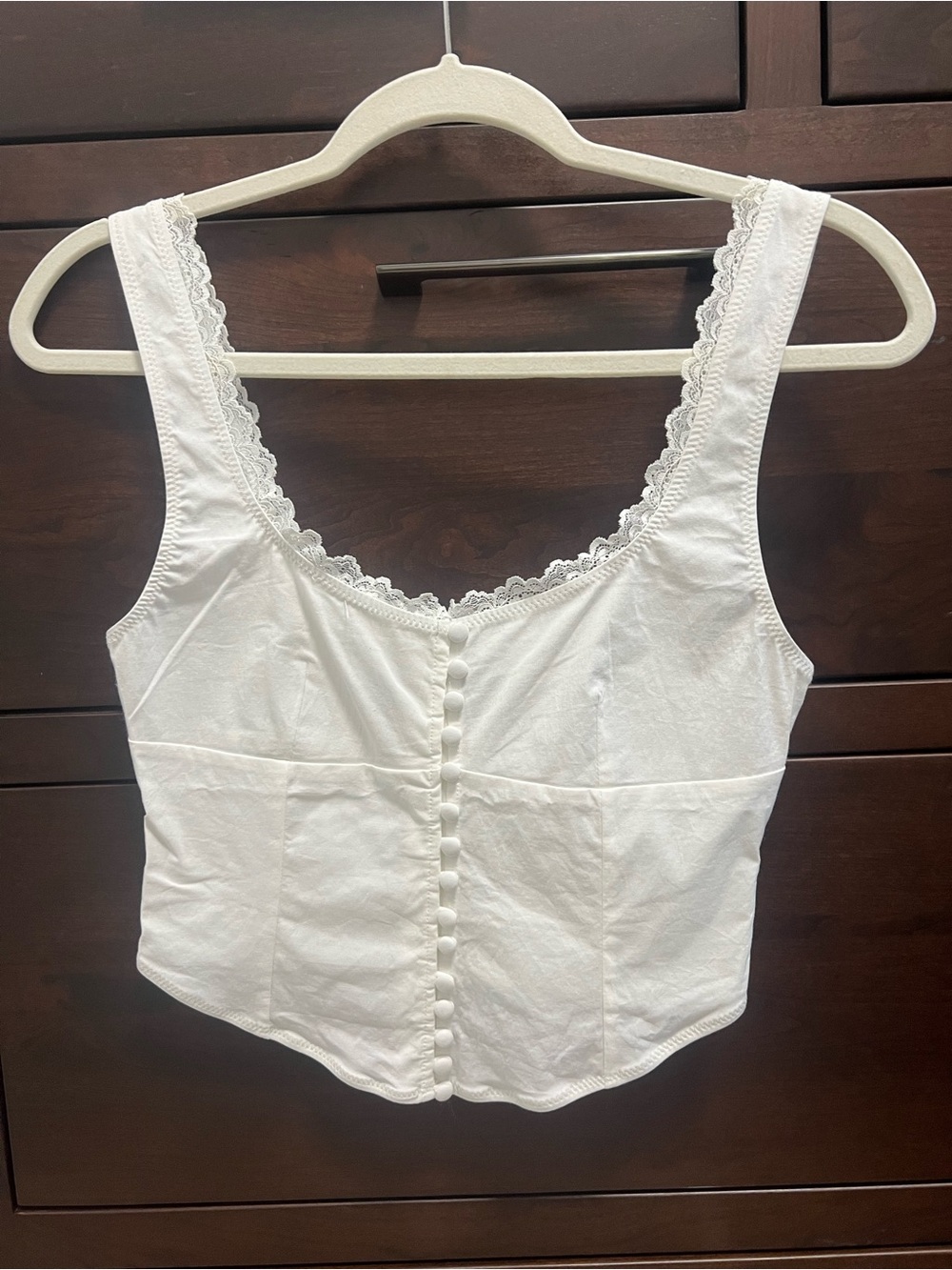 White Fox Boutique White Lace-Trim Crop Top